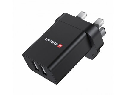 SWISSTEN Síťový adaptér 2x USB 10,5W pro UK zásuvku černý