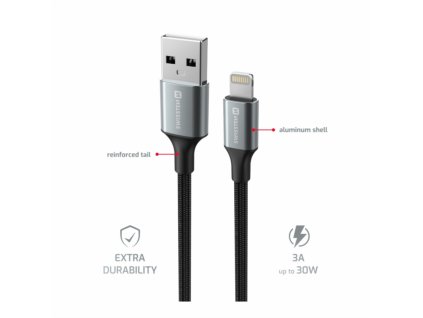 SWISSTEN Datový kabel s textilním opletem II, USB-A/Lightning, délka 1,5 m