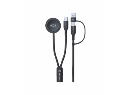 SWISSTEN Magnetický kabel 2v1 pro Samsung Galaxy Watch a USB-C, USB-C (USB-A), 1,5 m, černý
