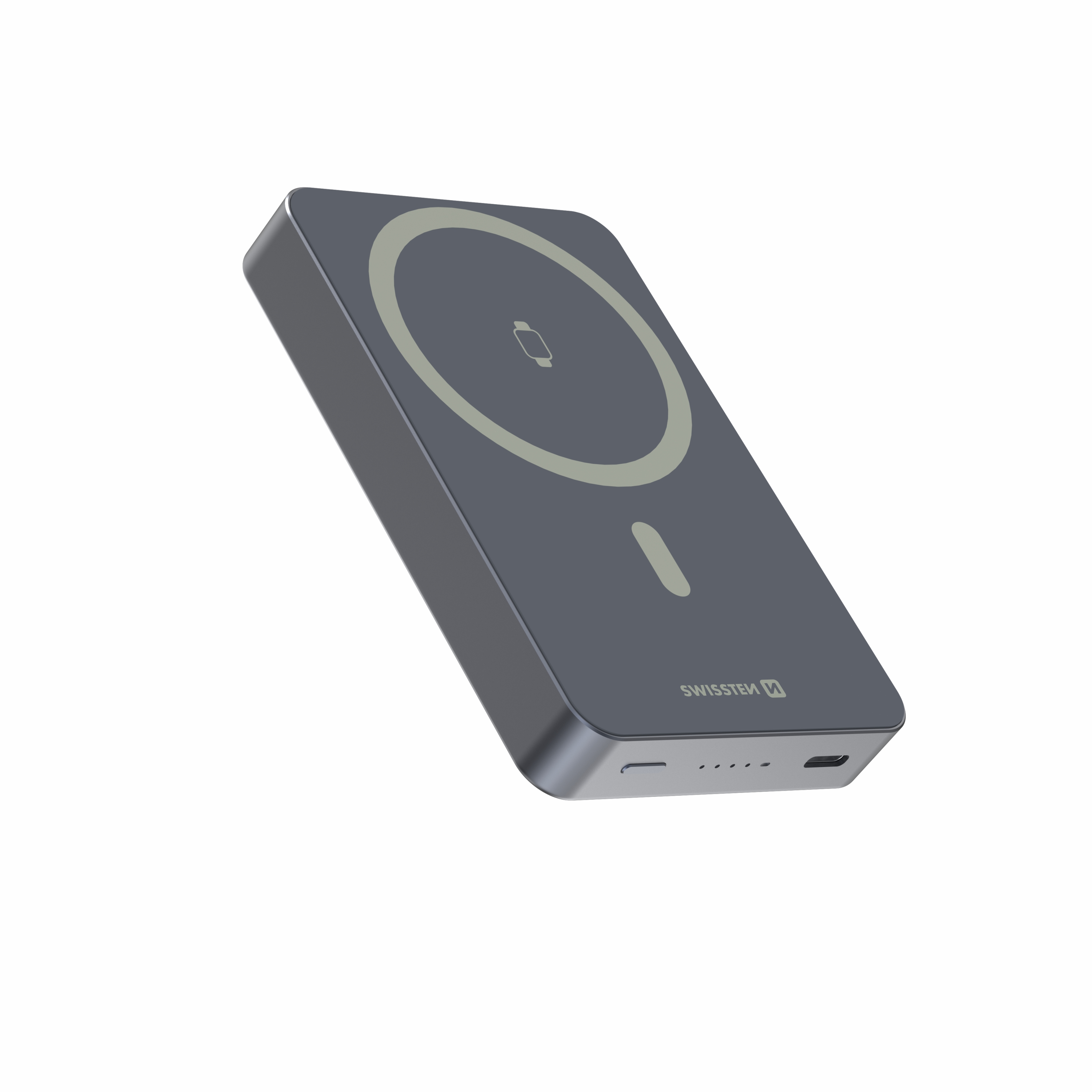 SWISSTEN POWER BANK FUSION 10000 mAh S NABÍJENÍM APPLE WATCH (kompatibilní s MagSafe) STŘÍBRNÁ