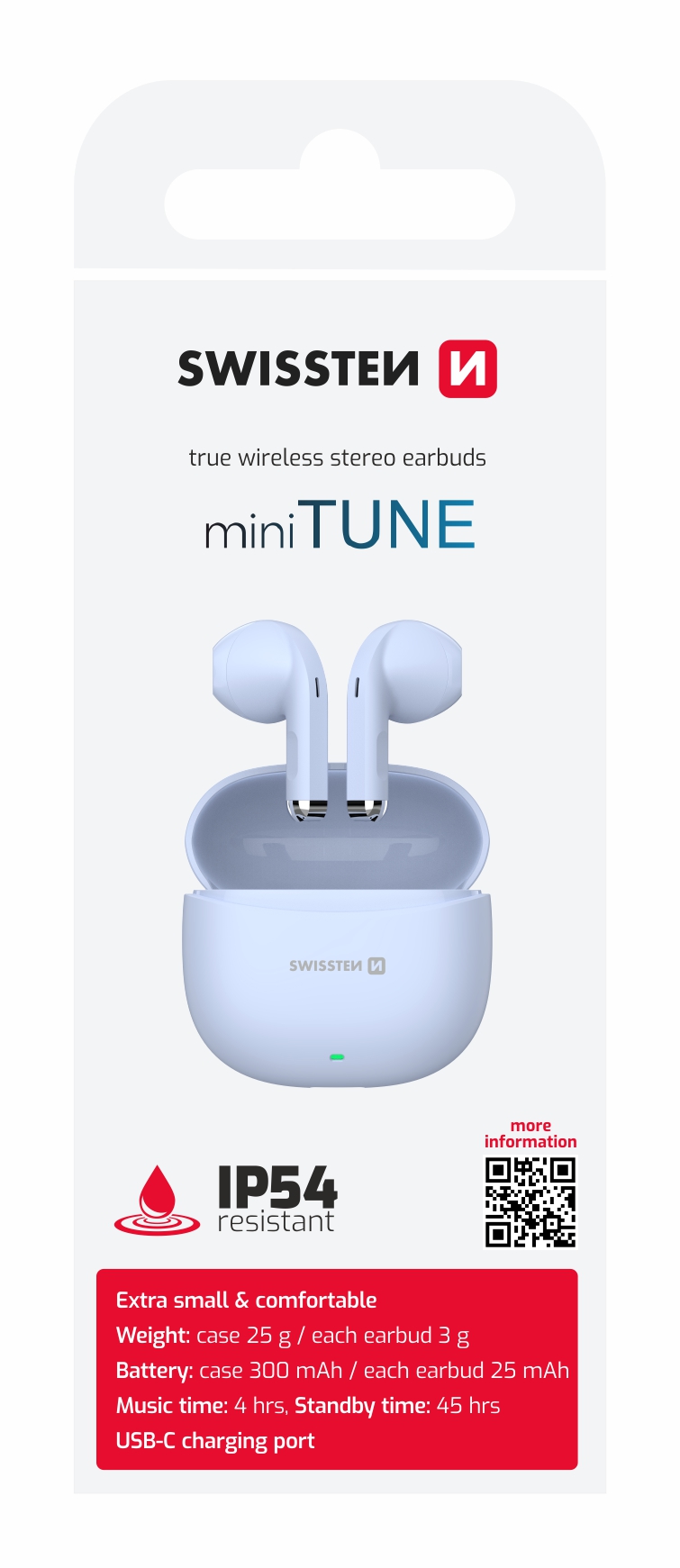BLUETOOTH TWS SLUCHÁTKA SWISSTEN Mini TUNE MODRÁ