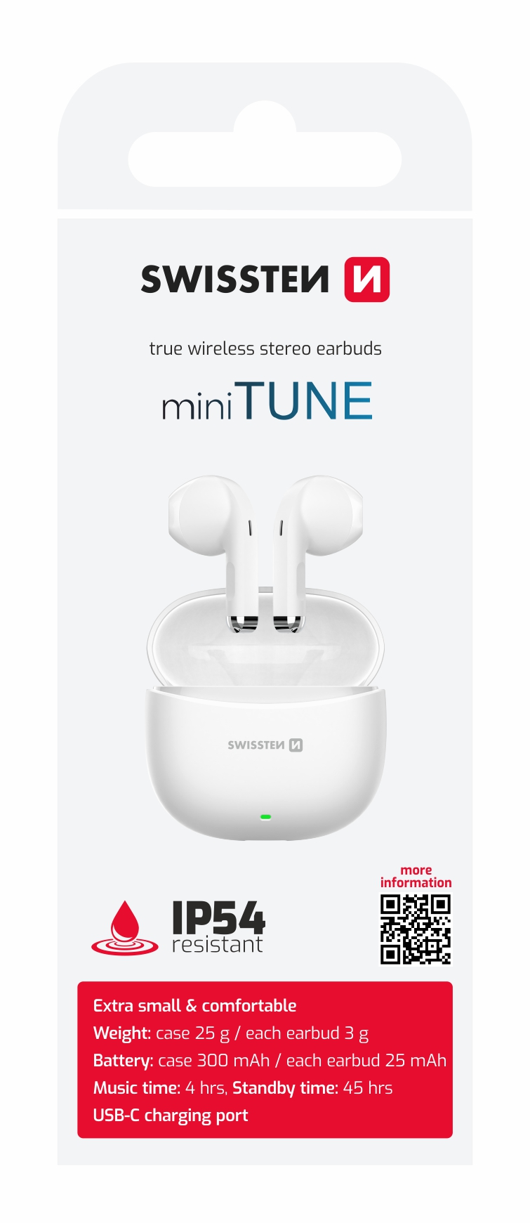 BLUETOOTH TWS SLUCHÁTKA SWISSTEN Mini TUNE BÍLÁ