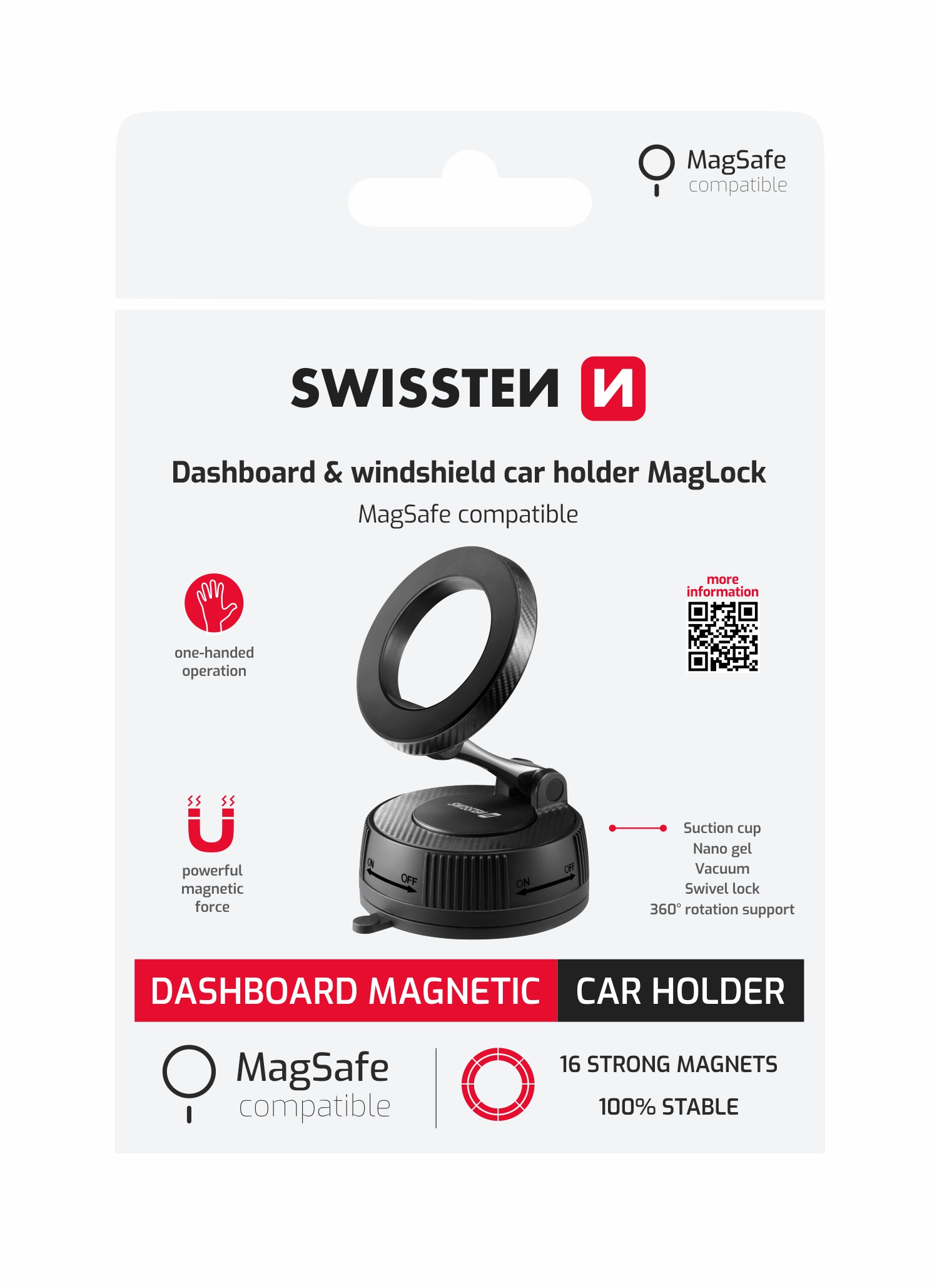 DRŽÁK DO AUTA SWISSTEN S-GRIP MagLock (kompatibilní s MagSafe)