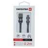 SWISSTEN datový kabel USB-A / USB-C, s textilním opletem, délka 0,2 m