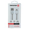 SWISSTEN datový kabel USB-A / USB-C, s textilním opletem, délka 0,2 m