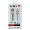 SWISSTEN datový kabel USB-A / USB-C, s textilním opletem, délka 0,2 m