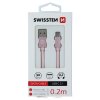 SWISSTEN datový kabel USB-A / USB-C, s textilním opletem, délka 0,2 m