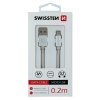 SWISSTEN datový kabel USB-A / micro USB, s textilním opletem, délka 0,2 m