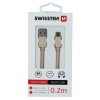 SWISSTEN datový kabel USB-A / micro USB, s textilním opletem, délka 0,2 m