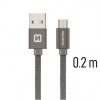 SWISSTEN datový kabel USB-A / micro USB, s textilním opletem, délka 0,2 m