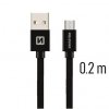 SWISSTEN datový kabel USB-A / micro USB, s textilním opletem, délka 0,2 m