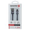 SWISSTEN datový kabel s textilním opletem, USB-A / micro USB, délka 1,2 m