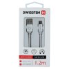 SWISSTEN datový kabel s textilním opletem, USB-A / micro USB, délka 1,2 m