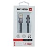 SWISSTEN datový kabel USB-A / micro USB, s textilním opletem, délka 2 m