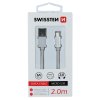 SWISSTEN datový kabel USB-A / micro USB, s textilním opletem, délka 2 m