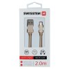 SWISSTEN datový kabel USB-A / micro USB, s textilním opletem, délka 2 m