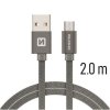 SWISSTEN datový kabel USB-A / micro USB, s textilním opletem, délka 2 m