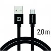 SWISSTEN datový kabel USB-A / micro USB, s textilním opletem, délka 2 m