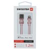 SWISSTEN datový kabel USB-A / Lightning, s textilním opletem, certifikace MFi, délka 1,2 m