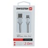 SWISSTEN datový kabel USB-A / Lightning, s textilním opletem, certifikace  MFi, délka 2,0 m