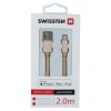 SWISSTEN datový kabel USB-A / Lightning, s textilním opletem, certifikace  MFi, délka 2,0 m