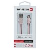 SWISSTEN datový kabel USB-A / Lightning, s textilním opletem, certifikace  MFi, délka 2,0 m