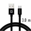 SWISSTEN datový kabel USB-A / micro USB, s textilním opletem, délka 3,0 m