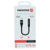 SWISSTEN audio adaptér Lightning / jack 3,5 mm (samice), textilní oplet, délka 0,15 m černý