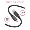 SWISSTEN Data cable SOFT SILICONE USB / lightning 1.5 m, 60W, black