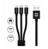 SWISSTEN textile data cable 3in1 (Lightning, 2x USB-C), 1.2 m, black