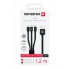 SWISSTEN textile data cable 3in1 (Lightning, 2x USB-C), 1.2 m, black