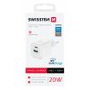 SWISSTEN GaN power adapter 1x USB-C 20W PD and 1x USB-A 18W QC