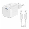 adaptér GaN 35W USB C a kabel USB C:USB C bílý 1