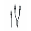 SWISSTEN Nabíjecí kabel 2v1 USB-C / USB-C + Lightning 100 W, 1,5 m, černý