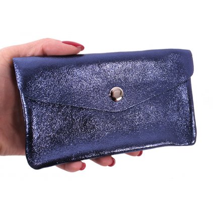 Kožená dámská peněženka   TMAVĚ MODRÁ  LESKLÁ