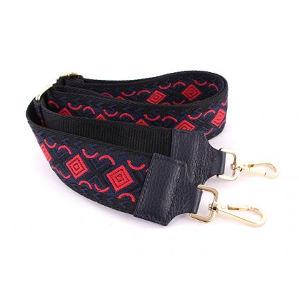 Látkový přídavný popruh tmavě modrá - červeno - černá