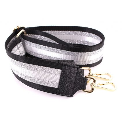 Látkový přídavný popruh bílo-černý-stříbrný