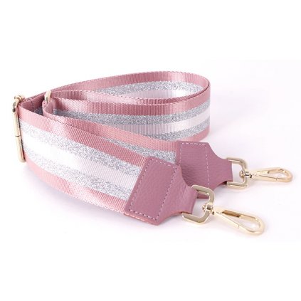 Látkový přídavný popruh růžovo-bílo-stříbrný