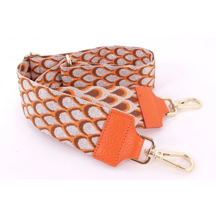 Látkový přídavný popruh oranžové-stříbrný-hnědá-béžová