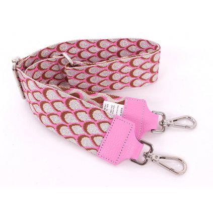 Látkový přídavný popruh  růžovo-hnědá-béžová-stříbrná