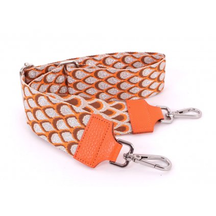 Látkový přídavný popruh oranžové-stříbrný-hnědá-béžová