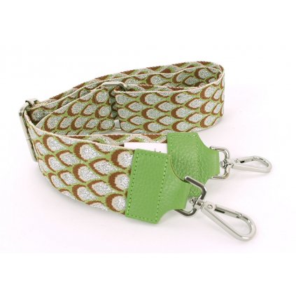 Látkový přídavný popruh zeleno-hnědá-béžová-stříbrný