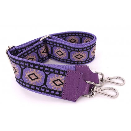 Látkový přídavný popruh fialová - černá- béžová