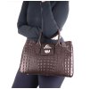 Kožená kabelka Borse in Pelle HNĚDÁ s krokodýlí texturou
