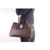 Kožená kabelka Borse in Pelle HNĚDÁ s krokodýlí texturou
