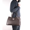 Kožená kabelka Borse in Pelle HNĚDÁ s krokodýlí texturou