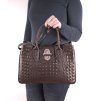 Kožená kabelka Borse in Pelle HNĚDÁ s krokodýlí texturou