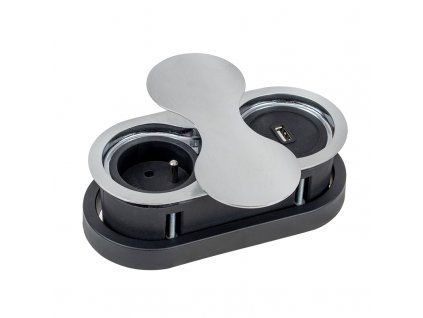 Elektro zasuvka EIGHT brousena nerez 1 x 230V a 1 x USB 3