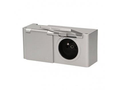 ORNO zásuvka elektro koupelnová-2x zásuvka + kabel IP44 stříbrná