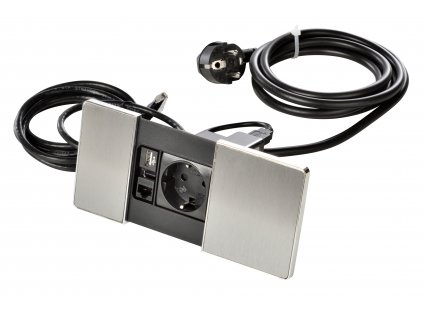 Elektro zásuvka VersaPAD 230V, RJ45, USB nerez